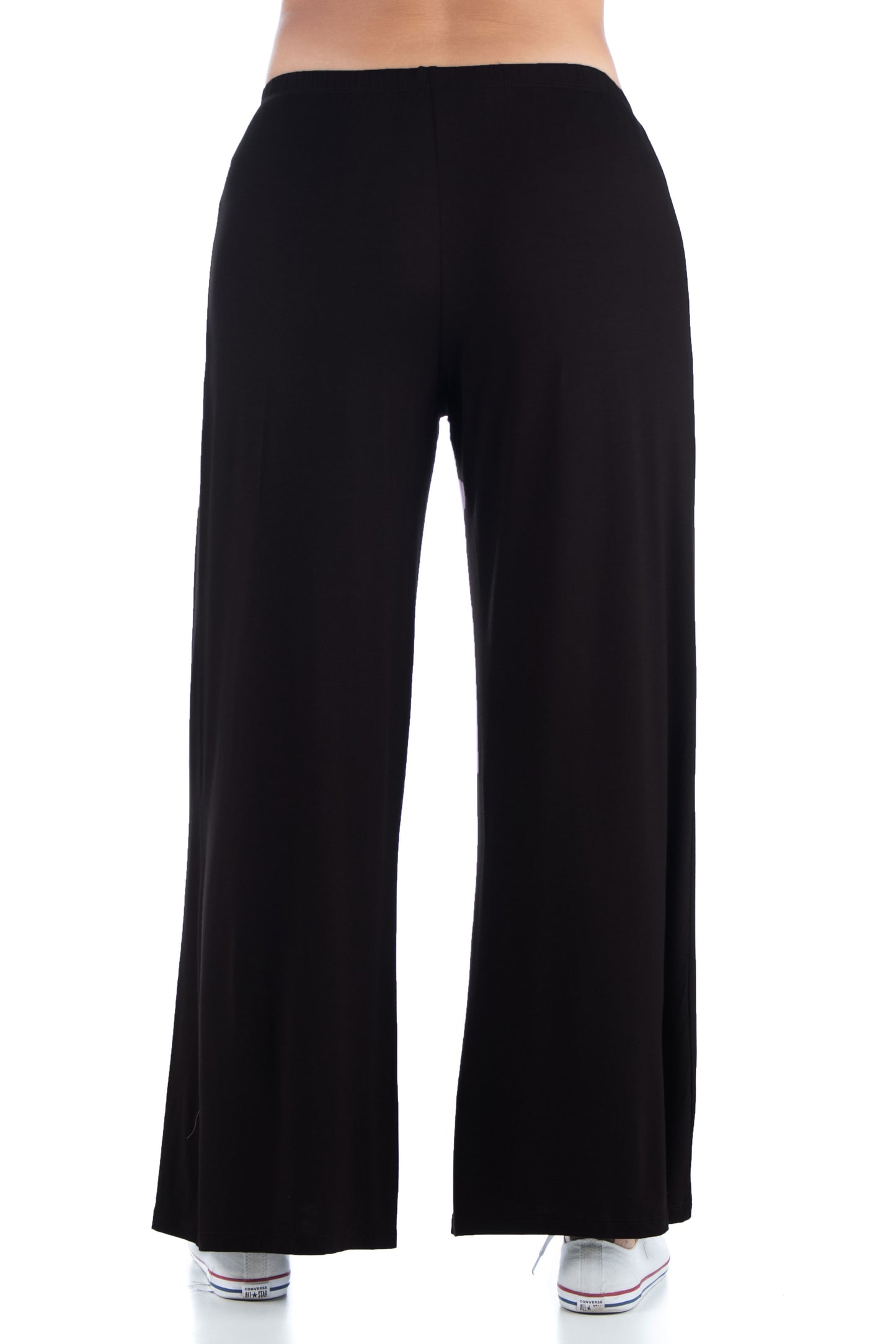 Womens Curvy Black Comfortable Solid Color Palazzo Lounge Pants