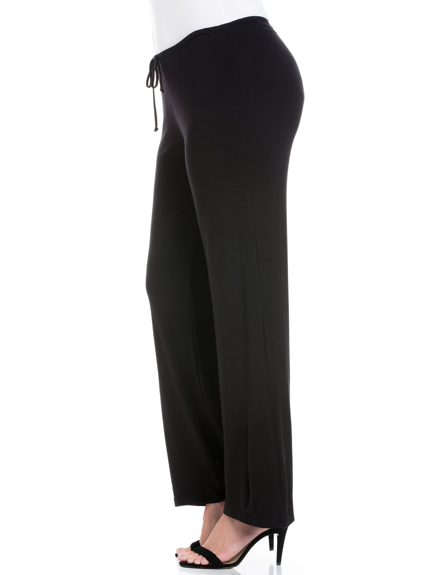 Womens Curvy Black Comfortable Stretch Draw String Pants