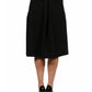 Womens Curvy Black Elastic Waist Pleated Knee Length Pocket Skirt