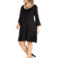 Womens Curvy Black Criss Cross Neckline Cold Shoulder Dress
