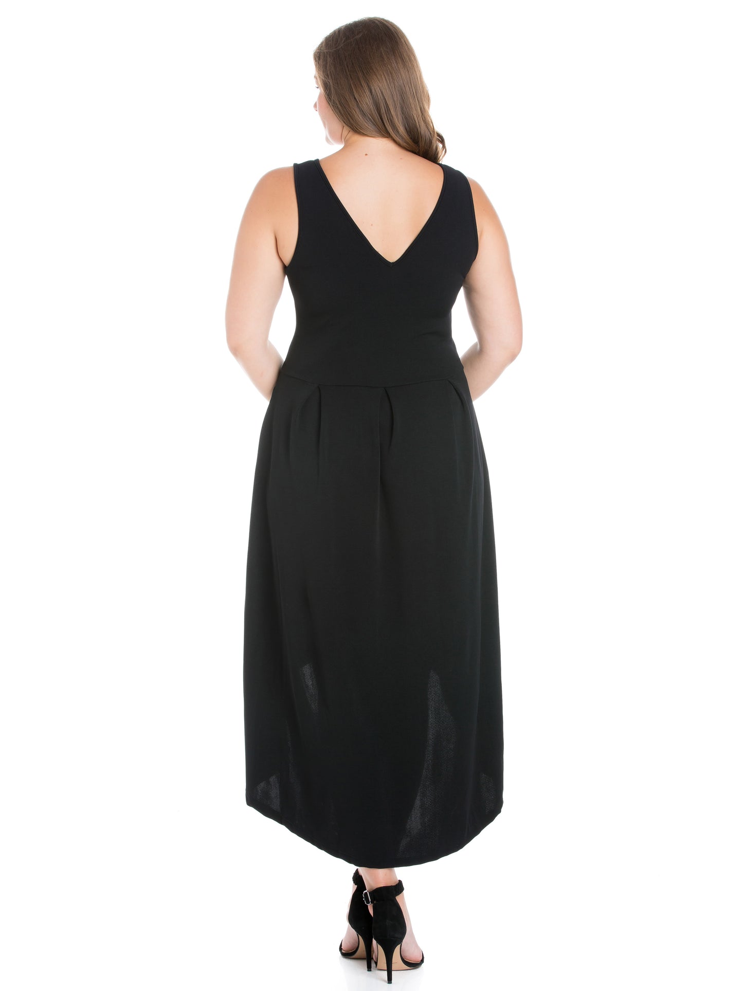 Womens Curvy Black High Low Party Dress with Pockets