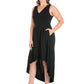 Womens Curvy Black High Low Party Dress with Pockets