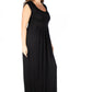 Womens Curvy Black Cap Sleeve Empire Waist Maxi Dress
