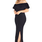 Womens Curvy Black Ruffle Off The Shoulder Maxi Dress
