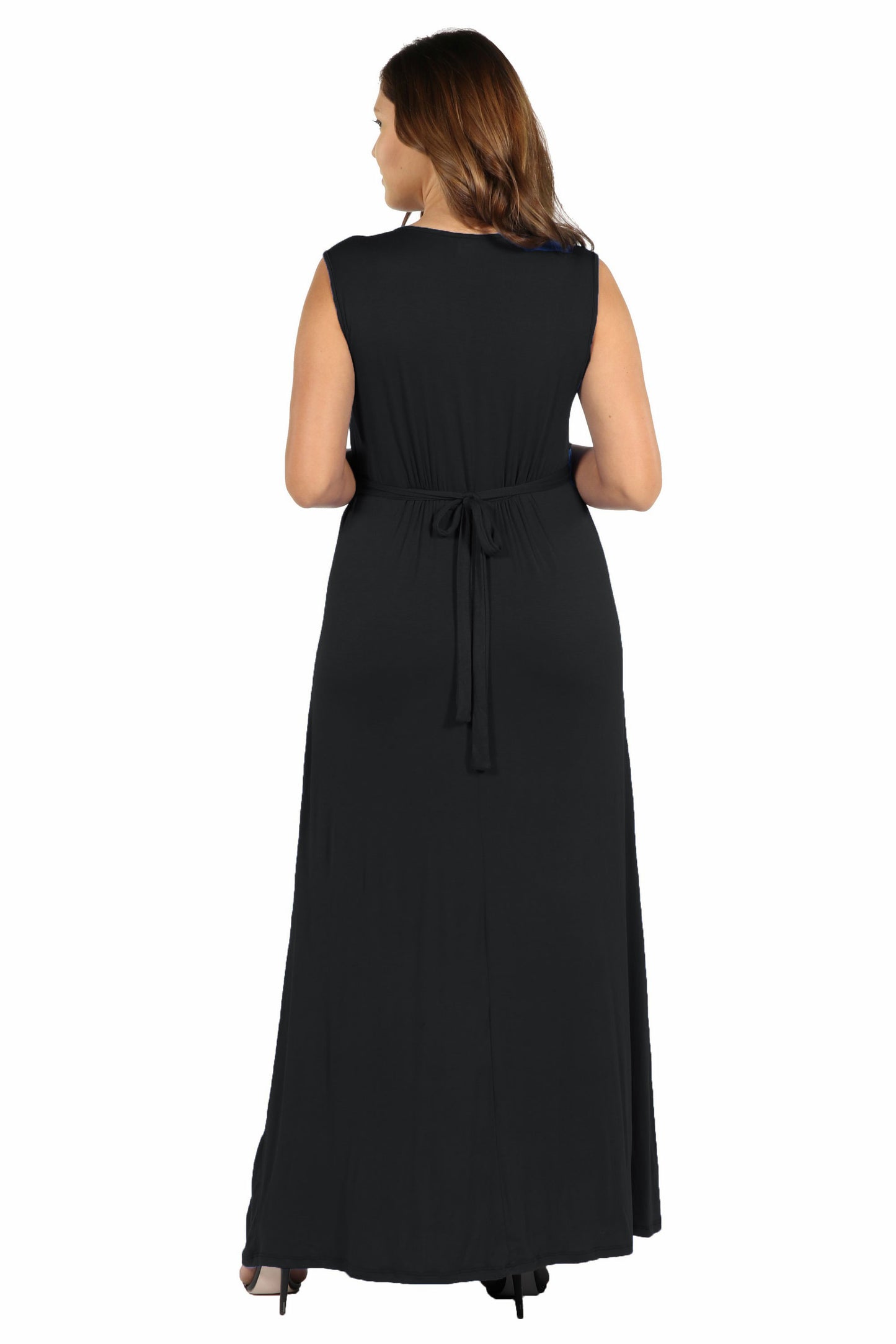 Womens Curvy Black Sleeveless Empire Waist Maxi Dress