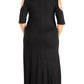 Womens Curvy Black Elbow Length Sleeve Cold Shoulder Maxi Dress