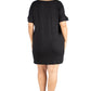 Womens Curvy Black Loose Fit Dolman Sleeve Dress with Scoop Neckline