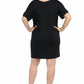 Womens Curvy Black V Neck Loose Fit Resort Dress
