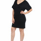 Womens Curvy Black V Neck Loose Fit Resort Dress