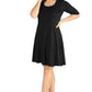 Womens Curvy Black Elbow Sleeve Knee Length Dress