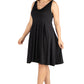Womens Curvy Black Sleeveless Midi Fit and Flare Pocket Dress
