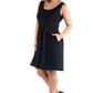 Womens Curvy Black Sleeveless Dress with Pockets