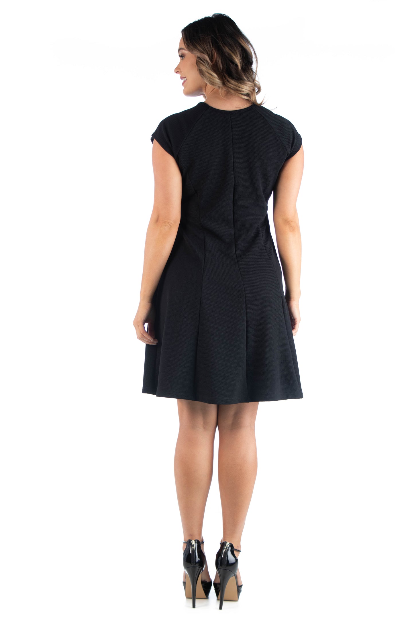 Womens Curvy Black Keyhole Neck Dress