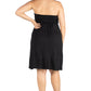 Womens Curvy Black Knee Length Strapless Mini Dress