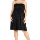 Womens Curvy Black Knee Length Strapless Mini Dress