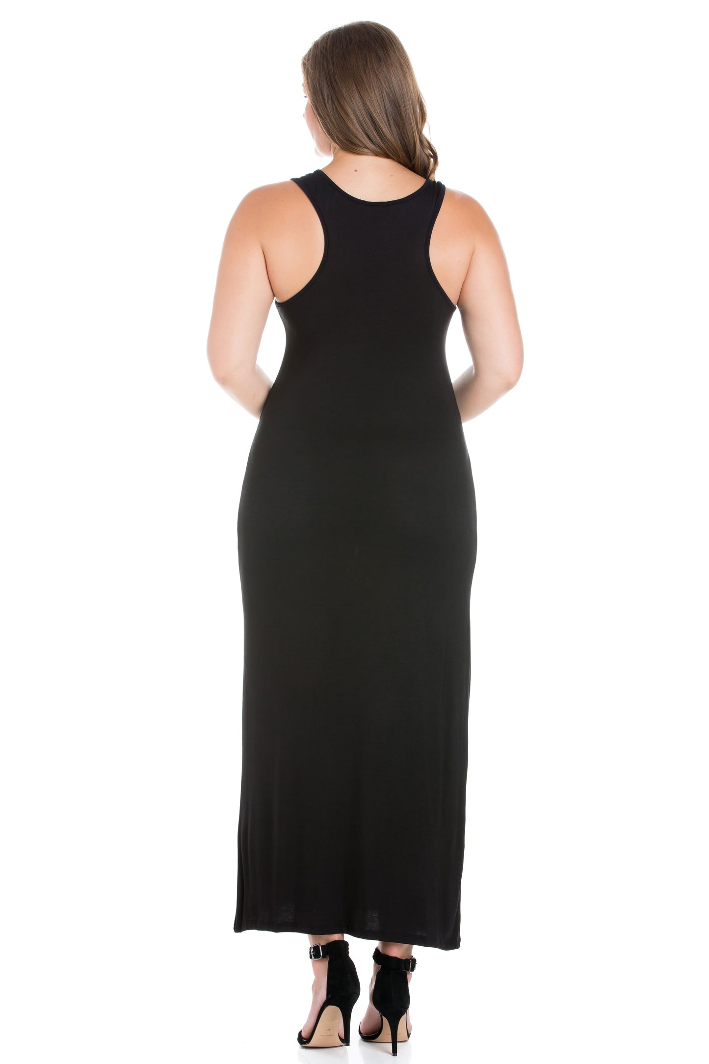 Womens Curvy Black Racerback Maxi Dress