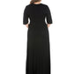 Womens Curvy Black Elbow Length Sleeve Maxi Dress