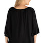 Womens Curvy Black Bell Sleeve Loose Fit Tunic Top