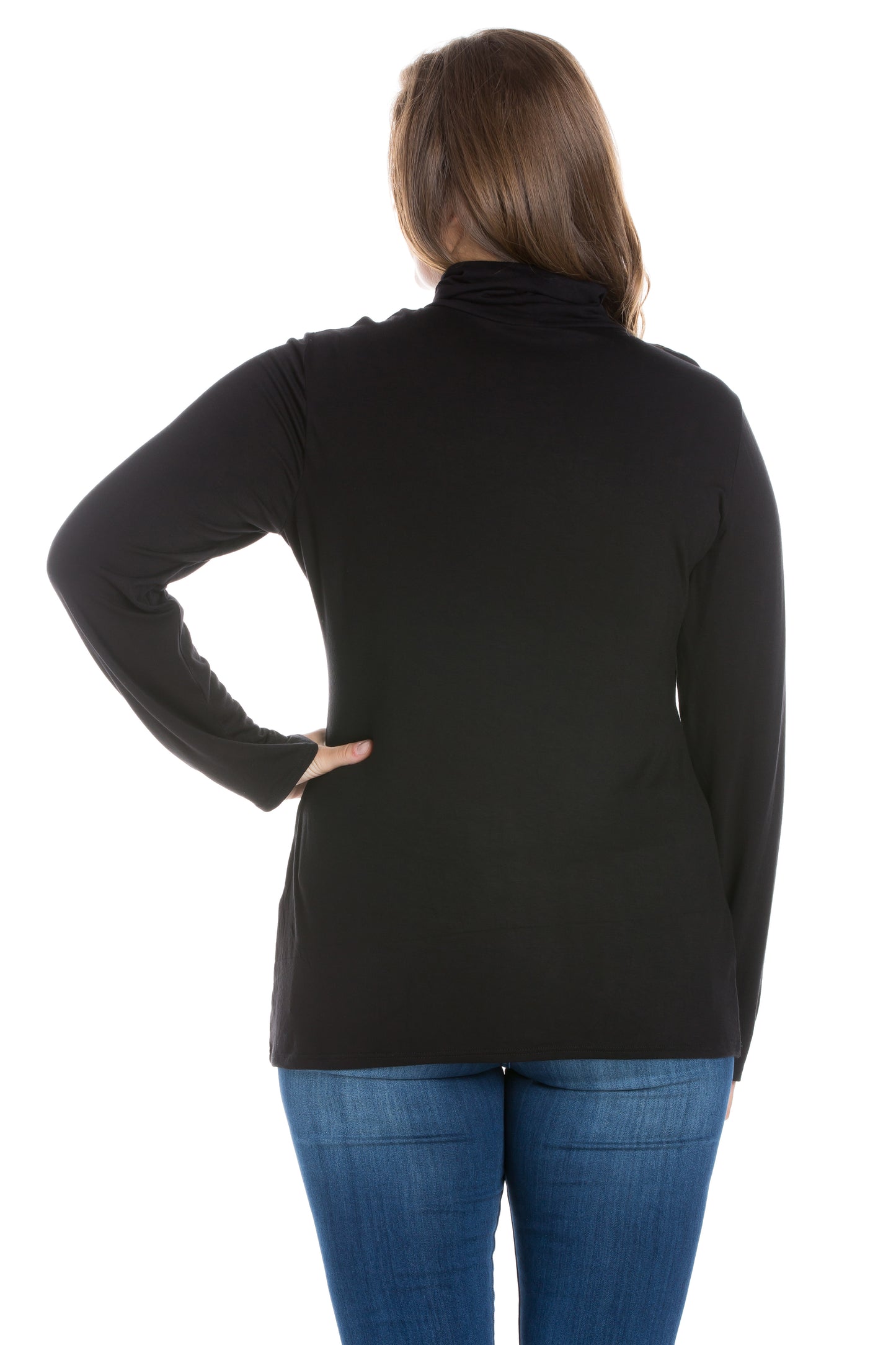 Womens Curvy Black Classic Long Sleeve Turtleneck