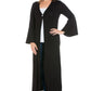 Womens Curvy Black Bell Sleeve Maxi Length Cardigan Duster