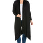 Womens Curvy Black Extra Long Open Front Cardigan