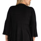 Womens Curvy Black Bell Sleeve Flared Open Front Cardigan