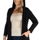 Womens Curvy Black Open Front Lightweight Hooded Cardigan