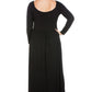 Womens Curvy Black Empire Waist Long Sleeve Maxi Dress