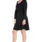Womens Curvy Black Long Sleeve Knee Length Skater Dress