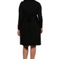 Womens Curvy Black Long Sleeve V-Neck Cocktail Dress