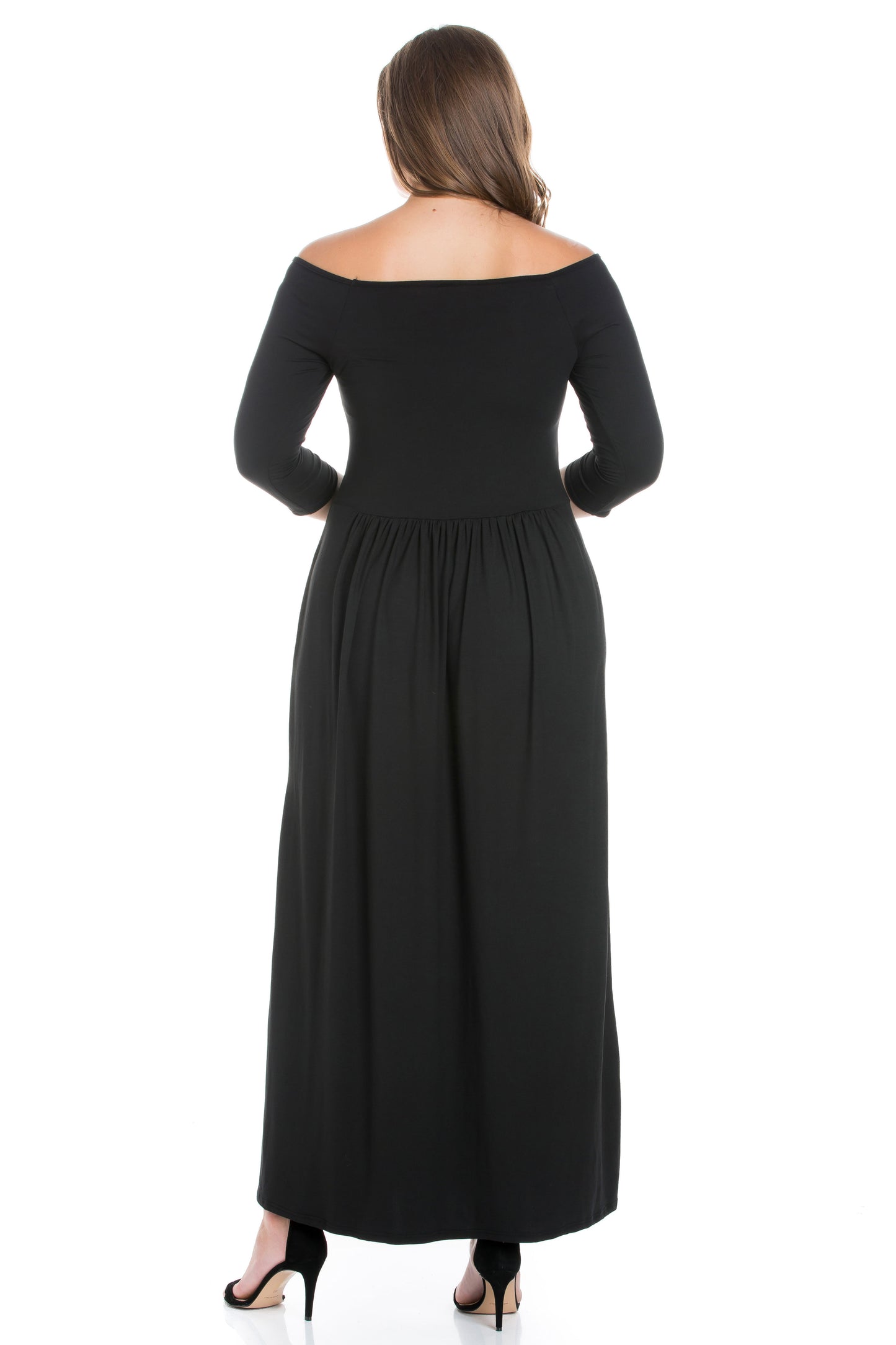 Womens Curvy Black Off Shoulder Maxi Dress