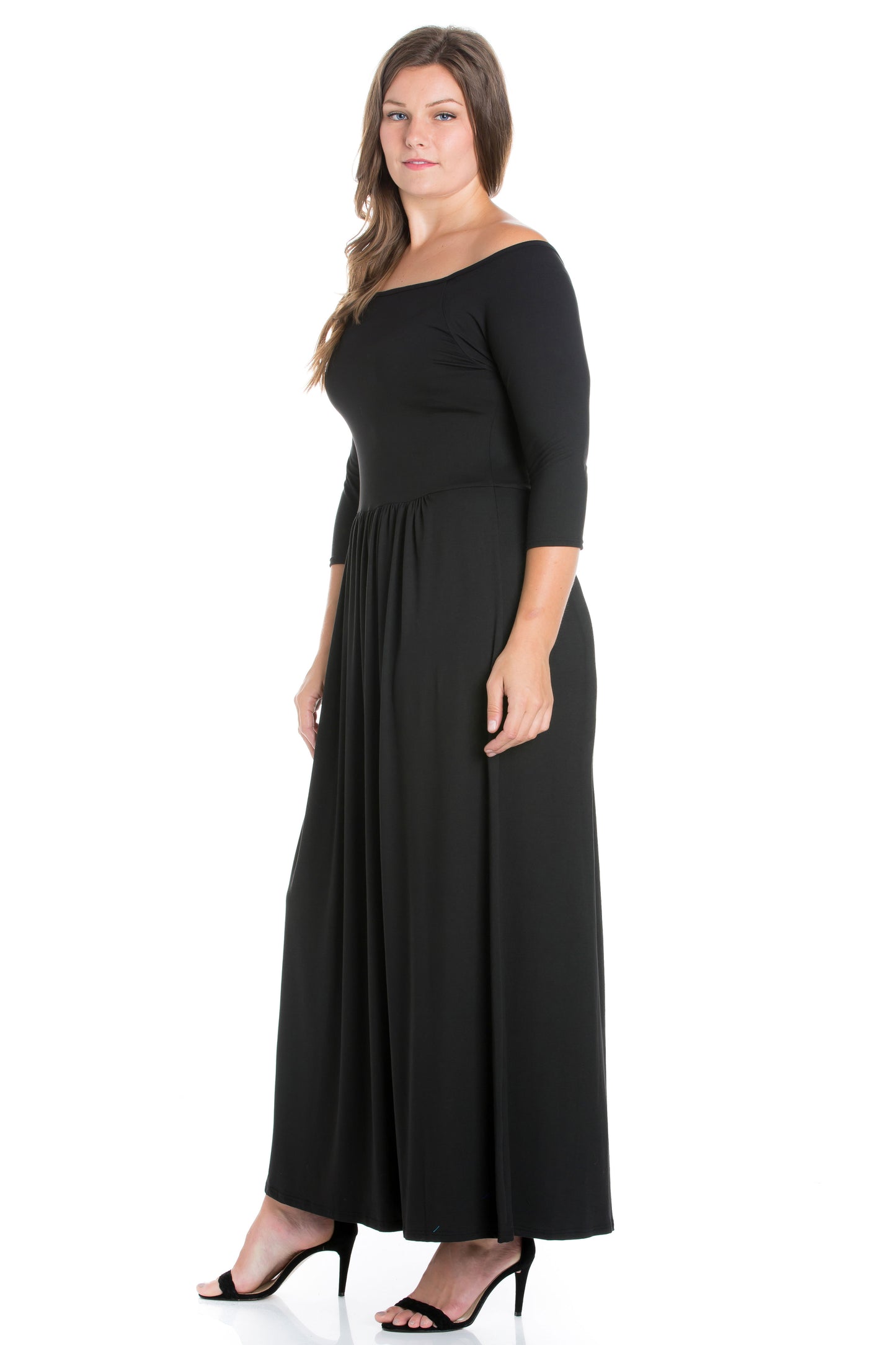 Womens Curvy Black Off Shoulder Maxi Dress