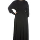 Womens Curvy Black V-Neck Long Sleeve Maxi Dress