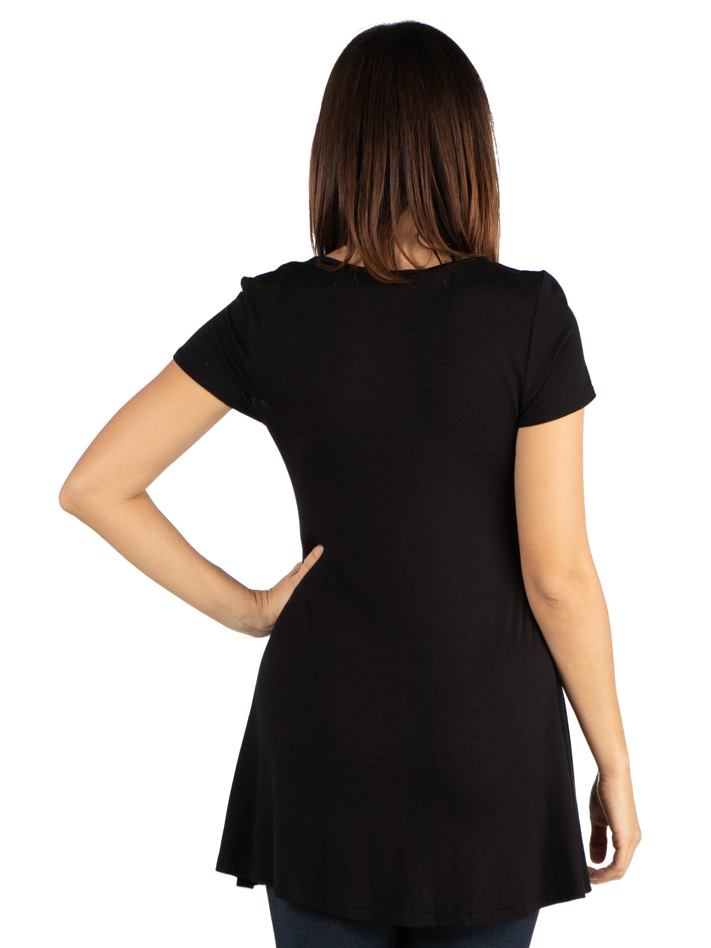 Womens Missy Tunic Top with Cap Sleeve and Fitted Waist