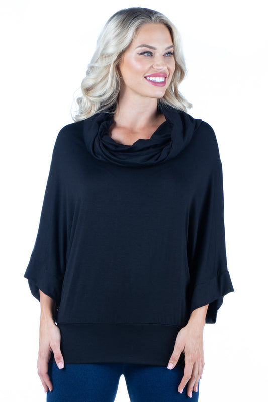 Womens Missy Oversized Cowl Neck Tunic Top