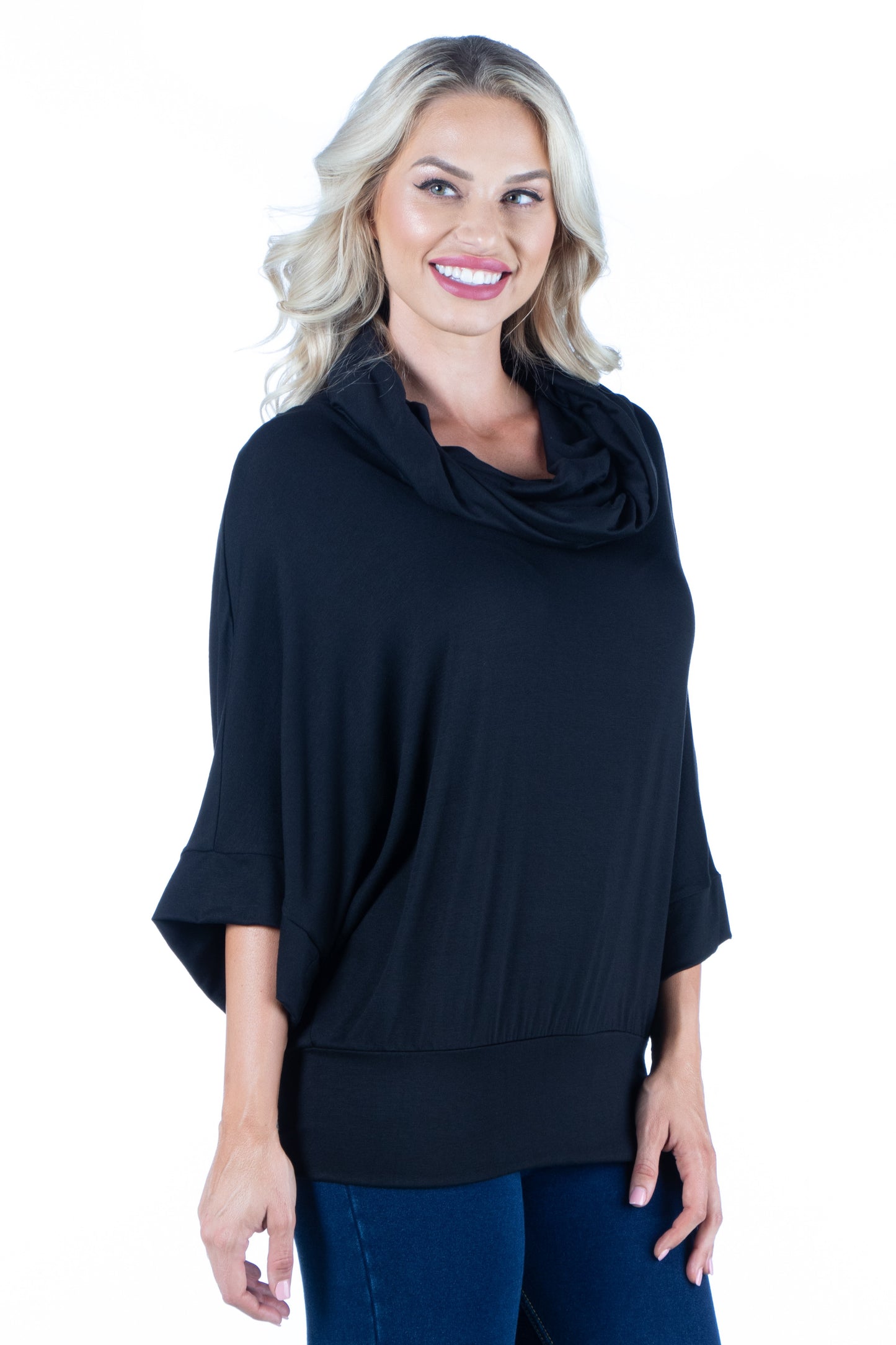 Womens Missy Oversized Cowl Neck Tunic Top