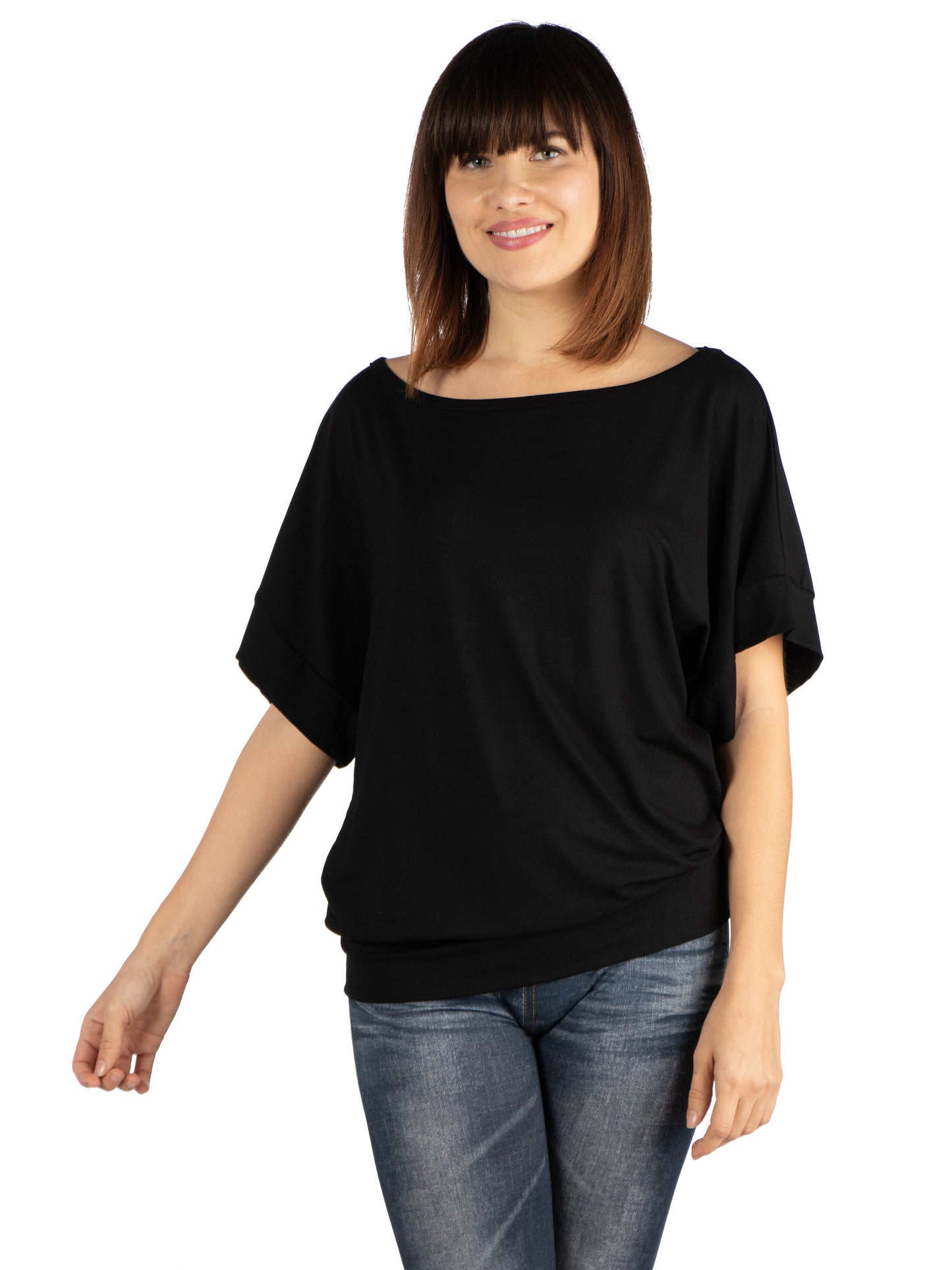 Womens Missy Loose Fit Dolman Top with Wide Sleeves