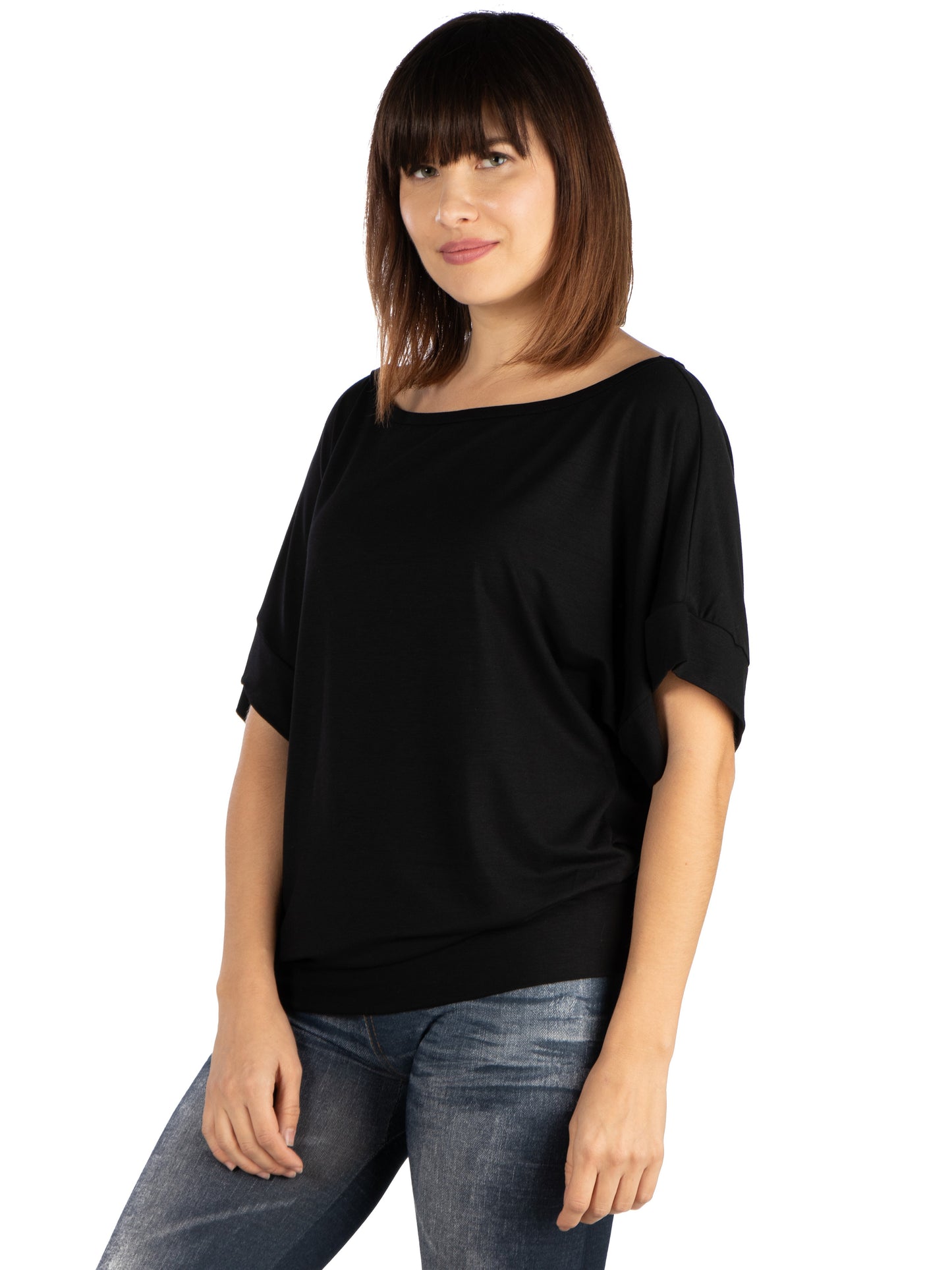 Womens Missy Loose Fit Dolman Top with Wide Sleeves