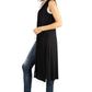 Womens Missy Sleeveless Long Cardigan Vest with Side Slit
