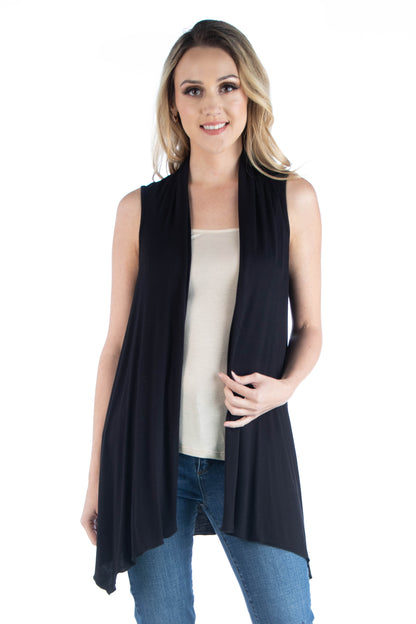 Womens Missy Draped Open Front Sleeveless Cardigan Vest