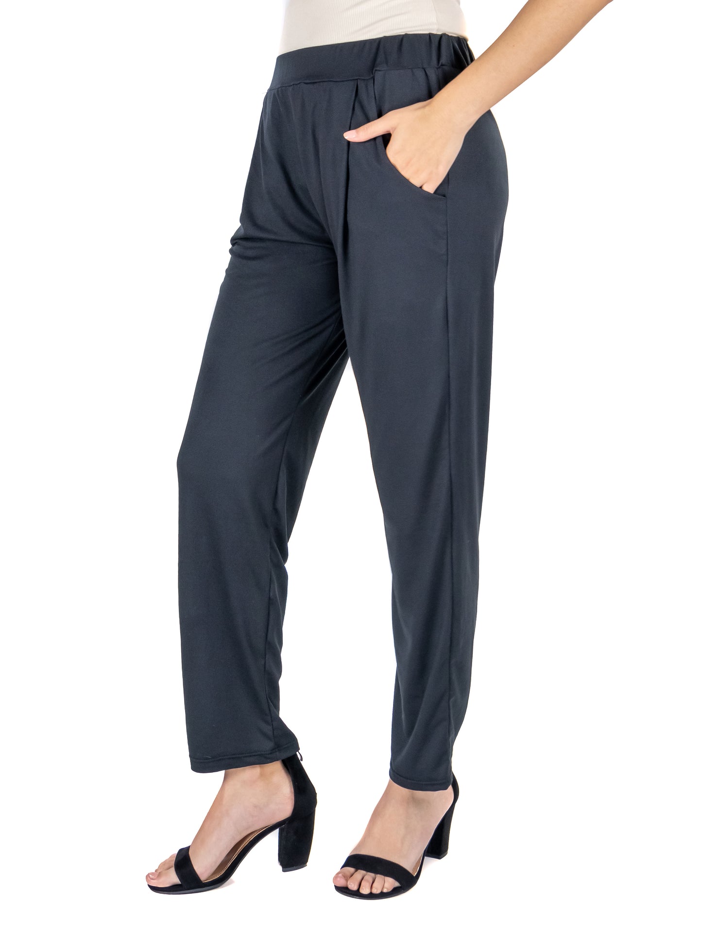 Womens Missy Stretch Waist Cigarette Trouser Pants With Pockets