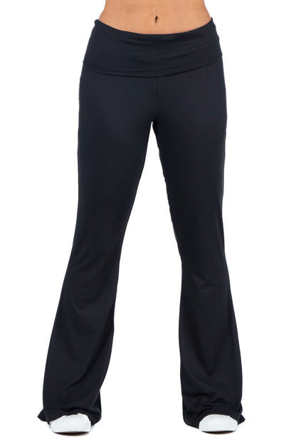 Womens Missy Black Bell Bottom Foldover Waist Sweatpants