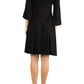 Womens Missy Long Sleeve Side Slit Fitted Black Maxi Dress