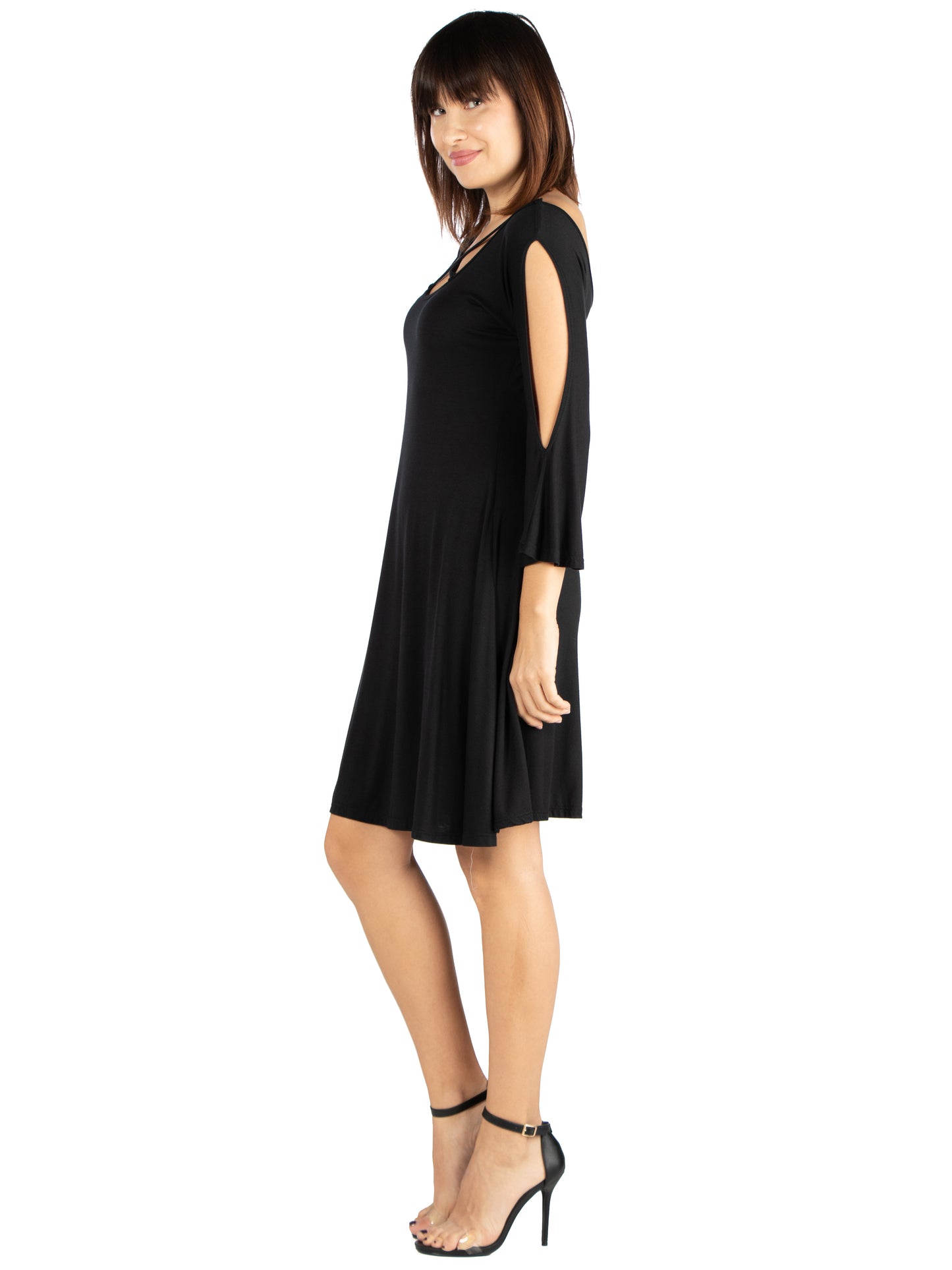 Womens Missy Knee Length Cold Shoulder Dress