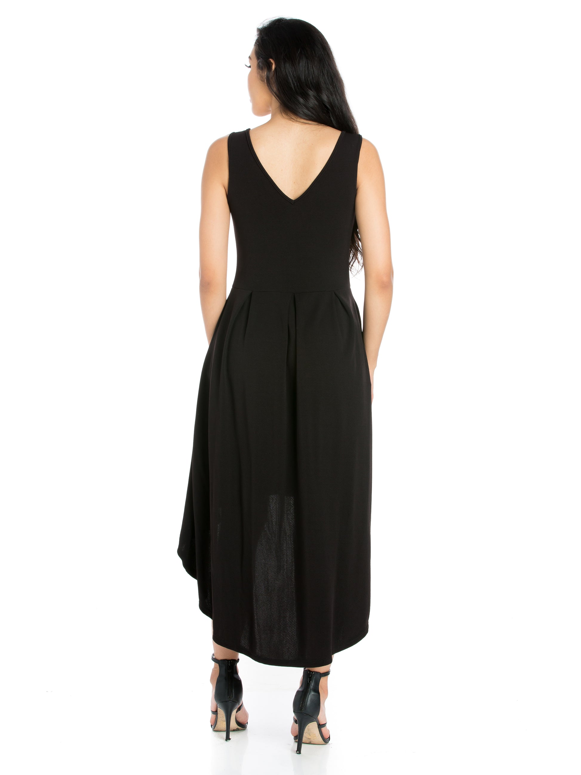 Womens Missy Sleeveless Fit N Flare High Low Dress Black Clothing Group Womens Missy Sleeveless Fit N Flare High Low Dress Black Clothing Group