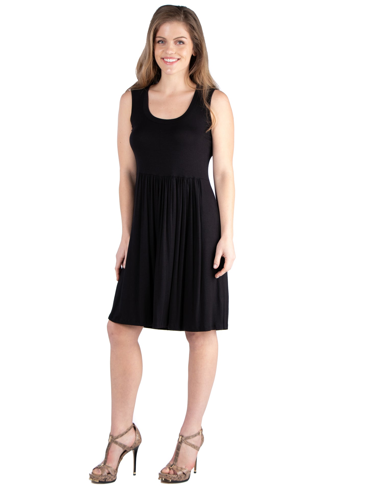 Womens Missy Slim Fit Sleeveless A Line Flare Dress