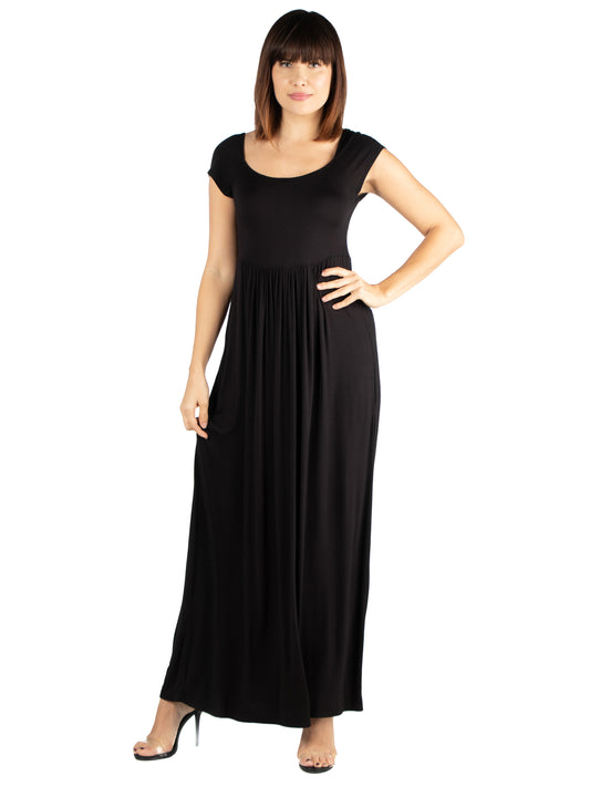 Womens Missy Maxi Dress with Round Neck and Empire Waist