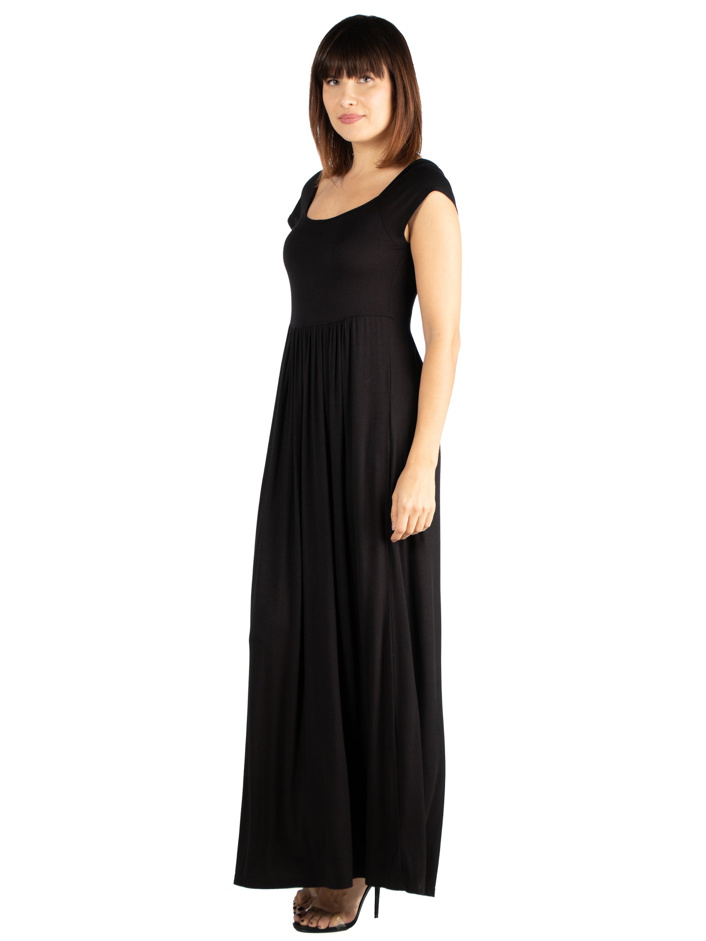 Womens Missy Maxi Dress with Round Neck and Empire Waist