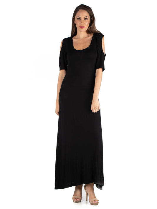 Womens Missy Half Sleeve Open Shoulder Maxi Dress