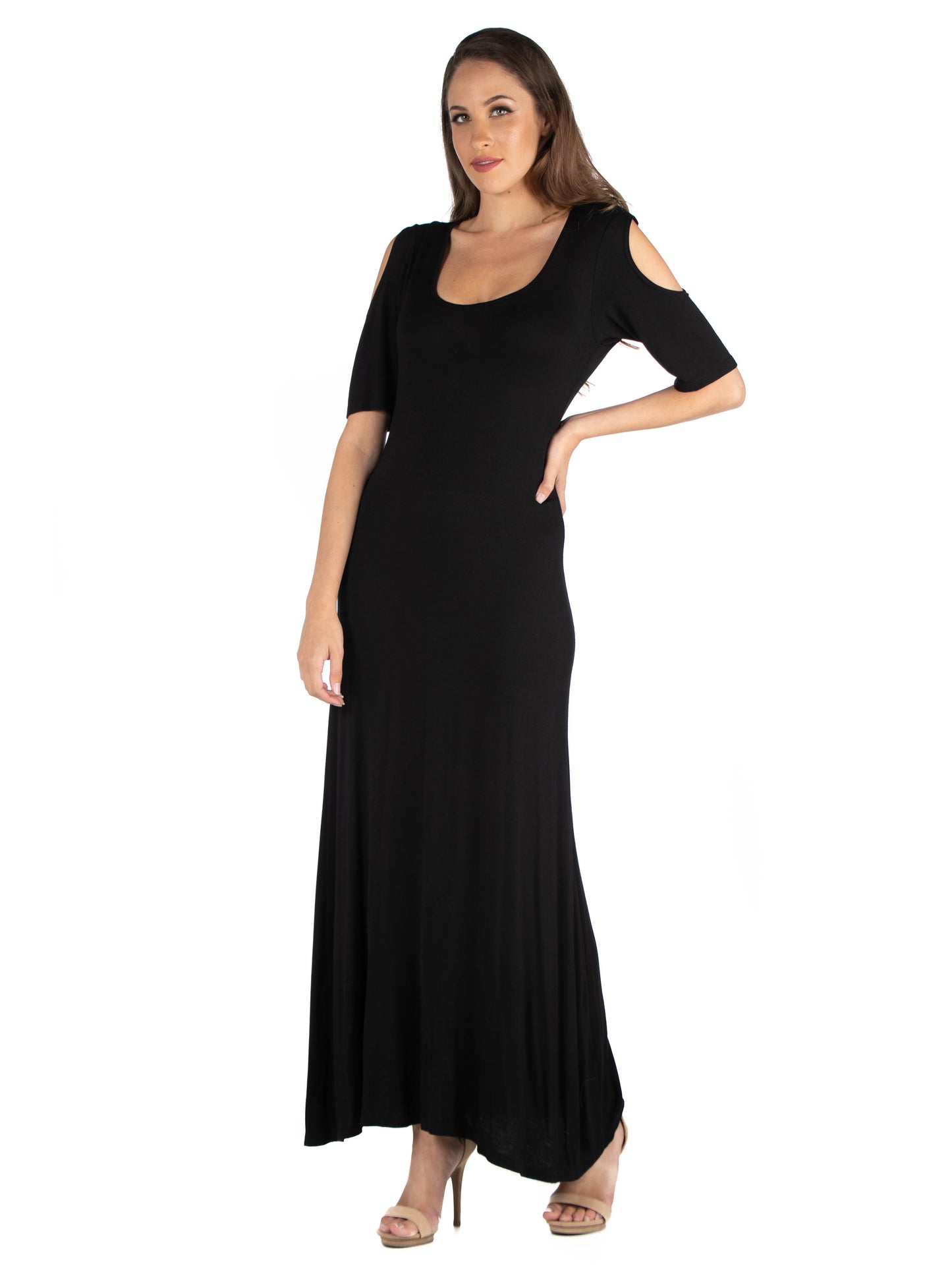 Womens Missy Half Sleeve Open Shoulder Maxi Dress